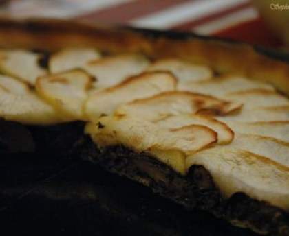 Tarte simple au boudin noir et aux pommes