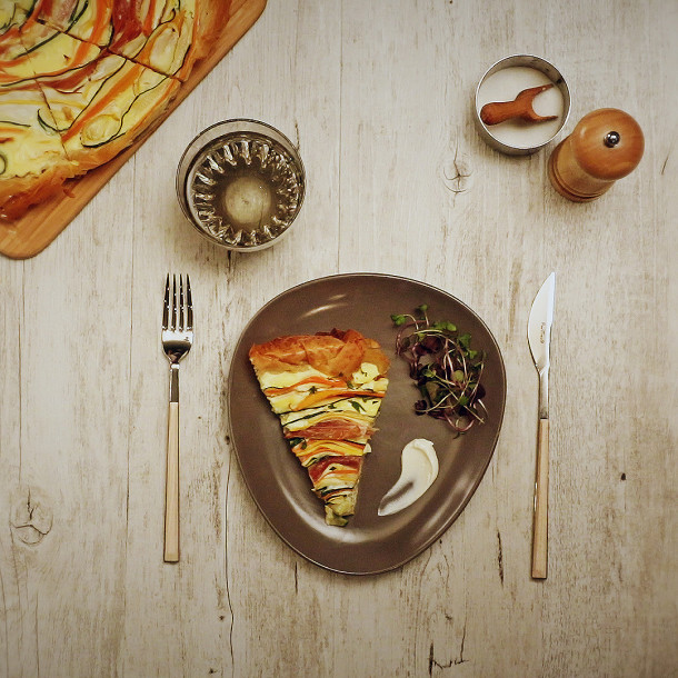 Tarte spirale aux légumes et jambon de Bayonne