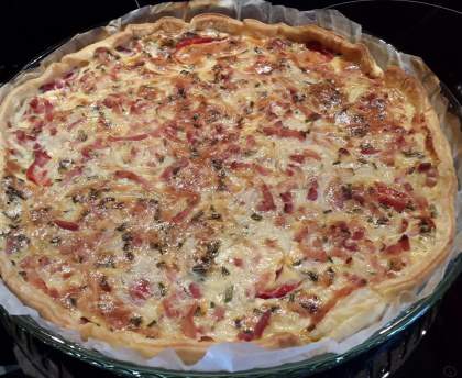 Tarte tomate lardons fumés