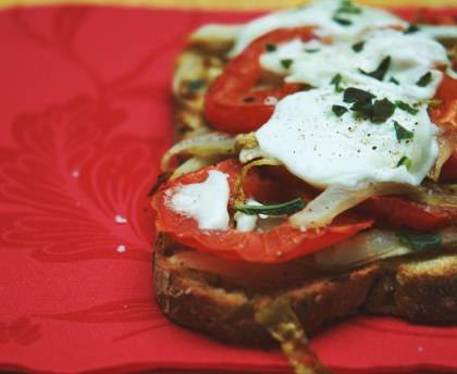 tartines d'endives, tomates et mozzarella