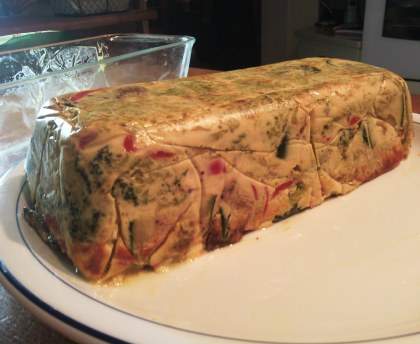 Terrine au chou, poivron rouge et courgette