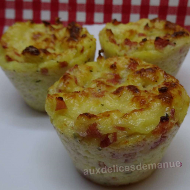 Timbales de purée au jambon gratinées