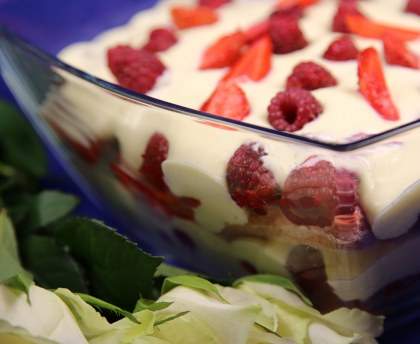 Tiramisu aux fruits rouges très onctueux