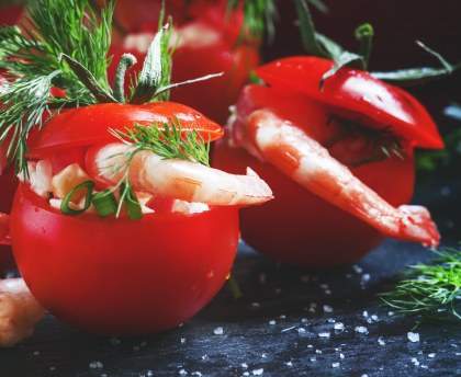 Tomates aux crevettes