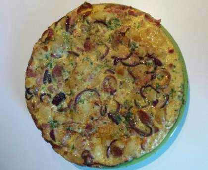 Tortillas au lard et aux oignons