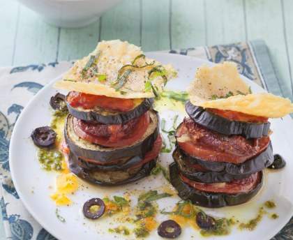 Tourelle aubergine tomates