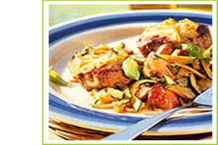 Tournedos gratinés aux champignons et courgettes