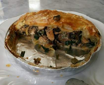Tourte au poulet, champignons et épinards