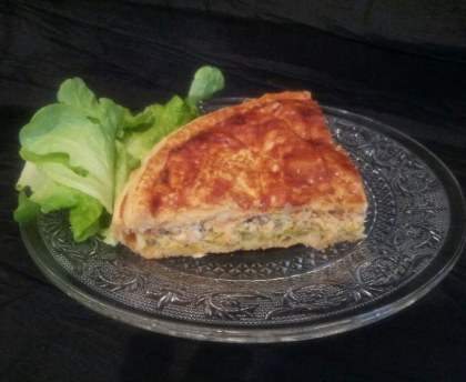 Tourte au saumon et aux poireaux
