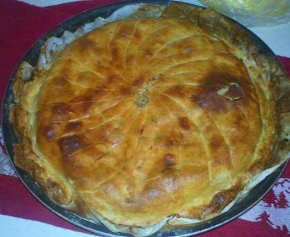 Tourte au saumon et crevettes