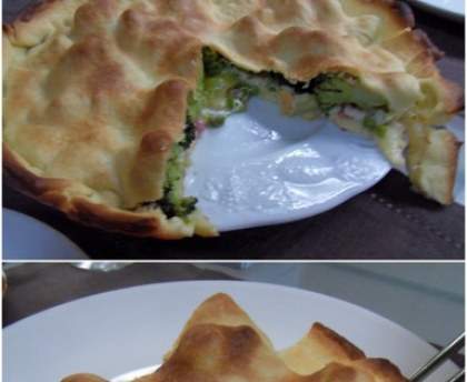 Tourte aux brocolis courgette et petits pois