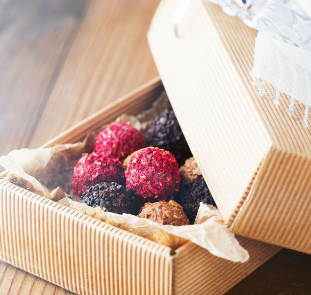 Truffes au chocolat noir et Nutella® en habits de fête