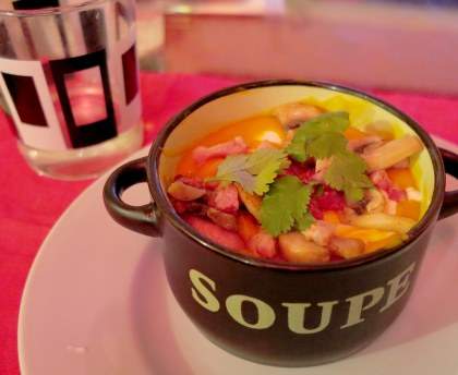 Velouté au potimarron lardons et pommes de terre de Poupi