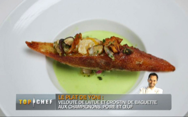 Velouté de laitue et croustinet aux champignons