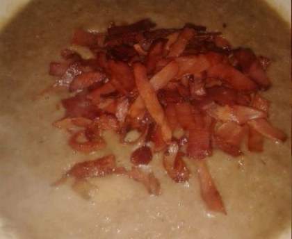 Velouté de lentilles au jambon de pays