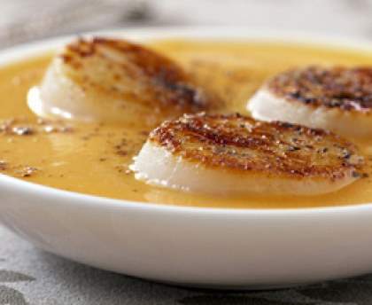 Velouté de potimarron aux St-Jacques