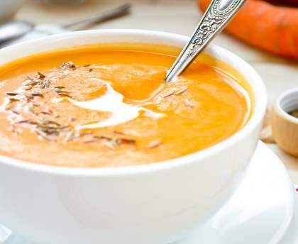 Velouté de potiron et lentilles corail