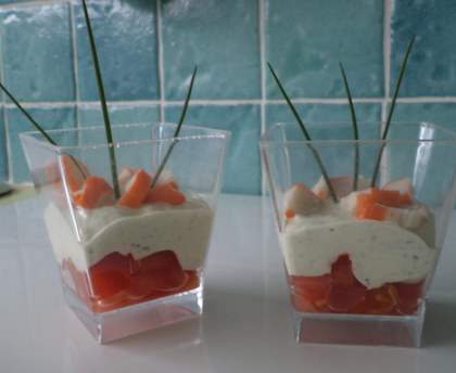 Verrine au fromage de chèvre-tomate