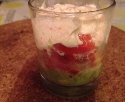 Verrine avocat crabe au pesto