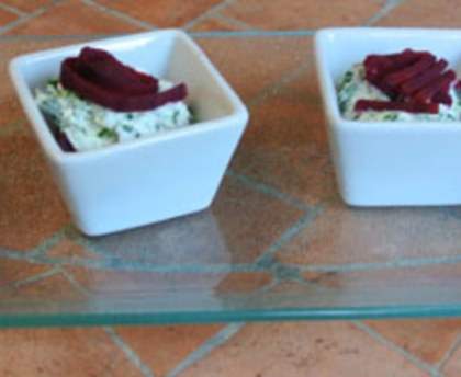 Verrine de betterave crue au chèvre