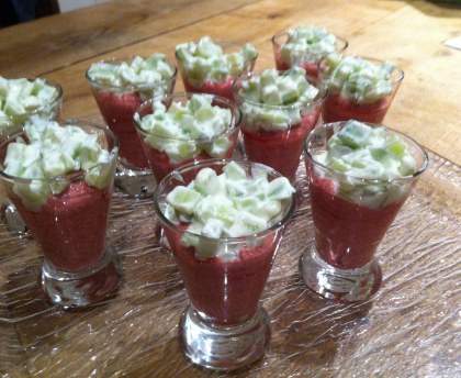 Verrine de betterave rouge et concombre