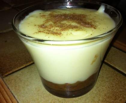 Verrine de crème au chocolat blanc sur lit de Prince de Lu