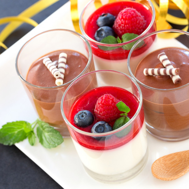 Verrine de framboises et chocolat