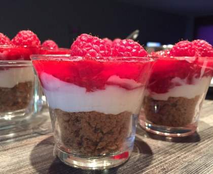 Verrine de mascarpone framboises et spéculos