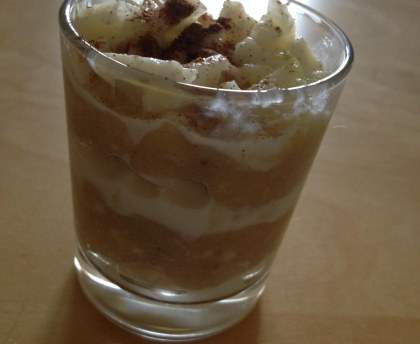 Verrine de purée de banane et son tartare de pommes