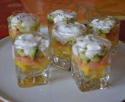 Verrine de saumon fumé et kiwi