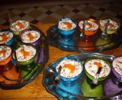 Verrine d'oeufs de caille au saumon fumé