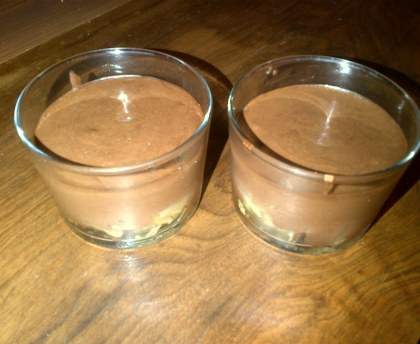 Verrine douceurs poire chocolat et madeleine