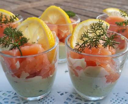 Verrine fraîcheur guacamole et saumon