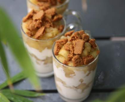 Verrine fromage blanc, pomme, banane et spéculoos