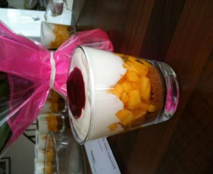 Verrine mangue framboise spéculoos