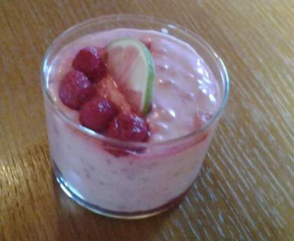Verrine mascarpone aux framboises et citron vert