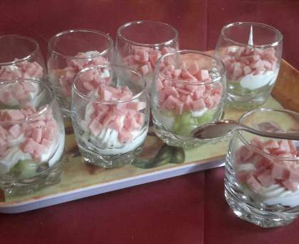 Verrine tricolore au jambon