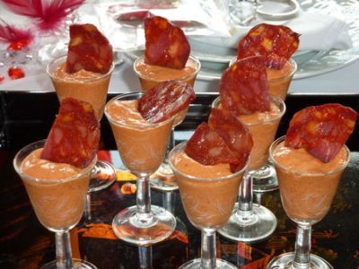 Verrines au chorizo et au fromage frais