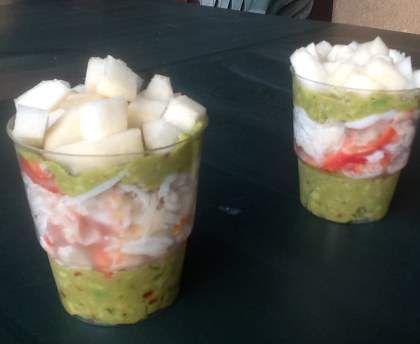 Verrines au crabe d'Alaska caliente