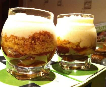 Verrines bananes poêllées, caramel beurre salé