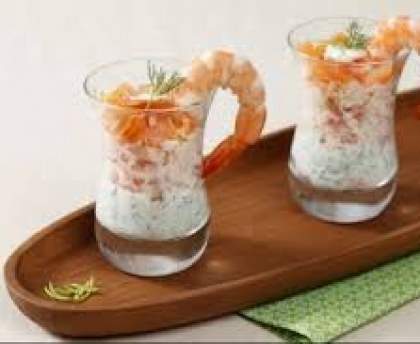 Verrines crabe, saumon, crevettes