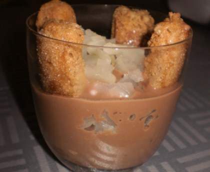 Verrines de crème chocolat et poire