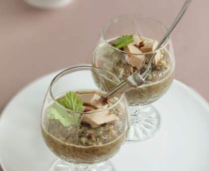 Verrines de lentilles au foie gras