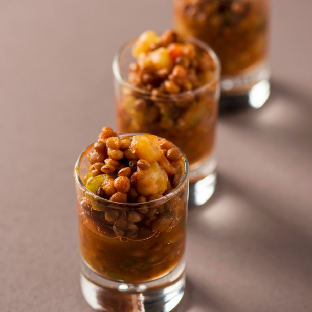 Verrines de lentilles au saumon