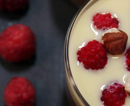 Verrines framboises aux deux chocolats