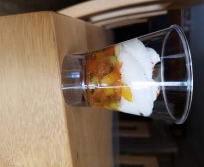Verrines tomates poivrons chèvre frais