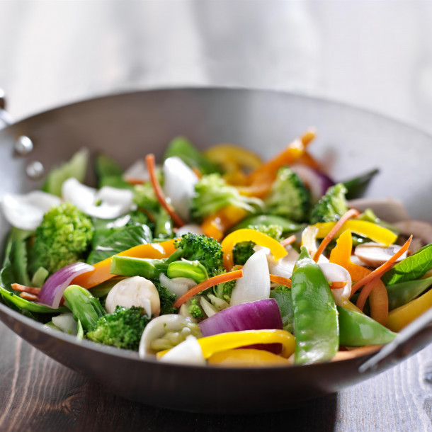 Wok de légumes verts