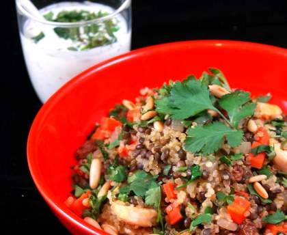 Wok de lentilles et quinoa parfumées