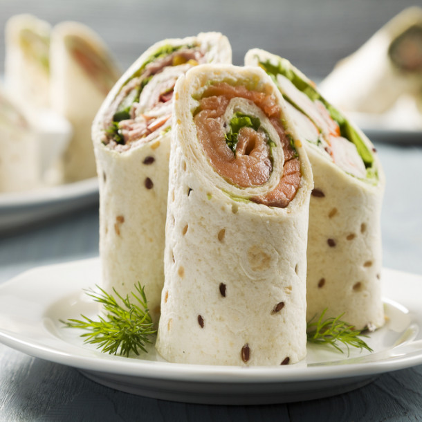Wrap de saumon, ail et fines herbes